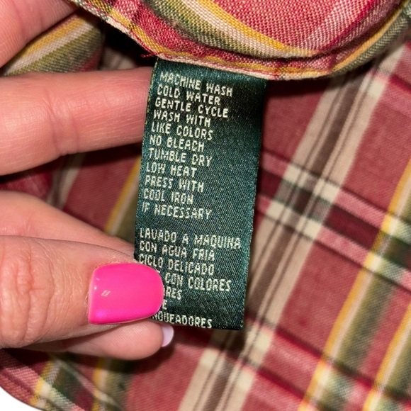 Lauren Ralph Lauren 100% Linen Plaid Collarless Button Down Blouse Women’s S - Picture 6 of 12